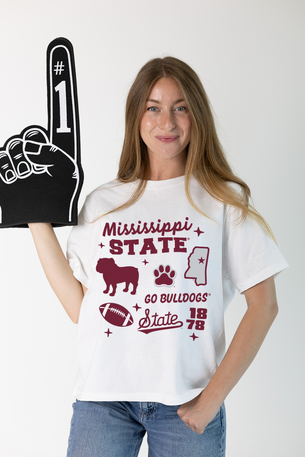 Mississippi State Campus Vintage Collage Boxy Crop Tee