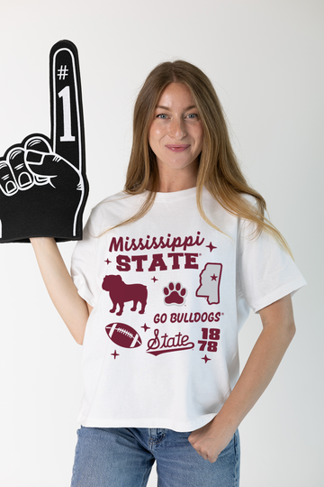 Mississippi State Campus Vintage Collage Boxy Crop Tee
