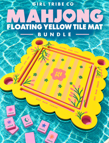 Yellow Floating Mahjong Mat + Tile Bundle for the Pool