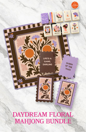 Daydream Floral Mahjong Tiles, Mat and Shuffler Bundle