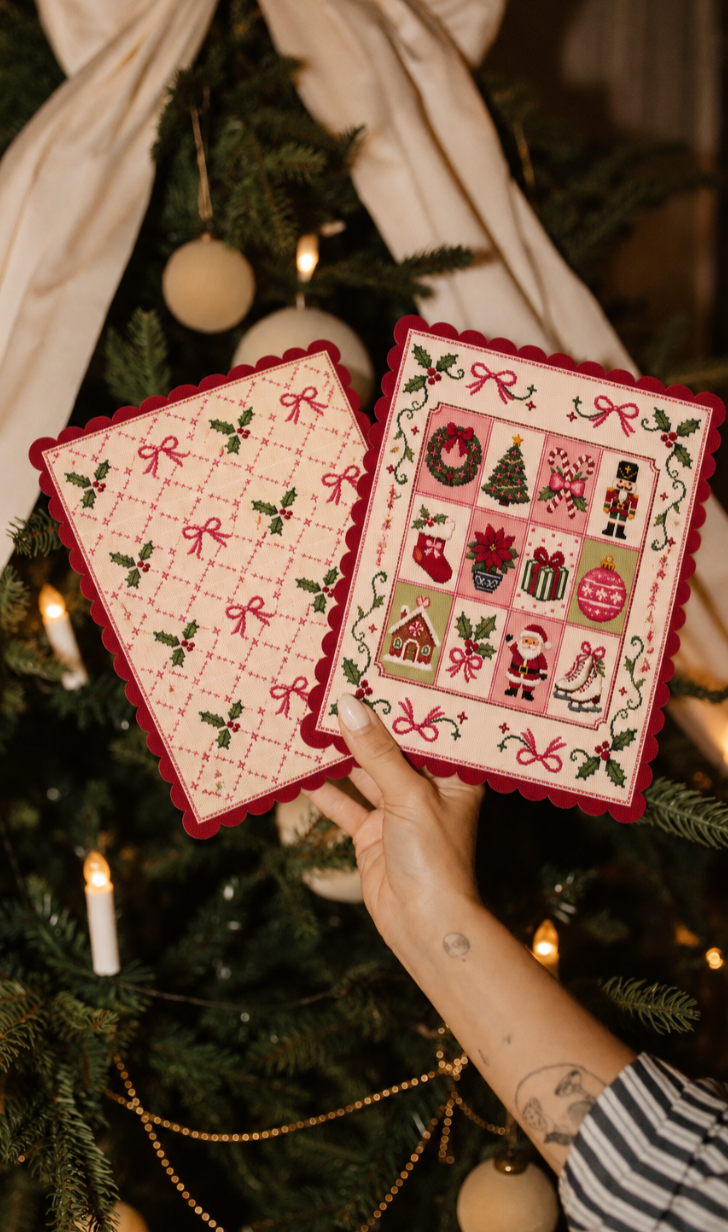 Christmas Needlepoint Mahjong Mat and Shuffler Bundle