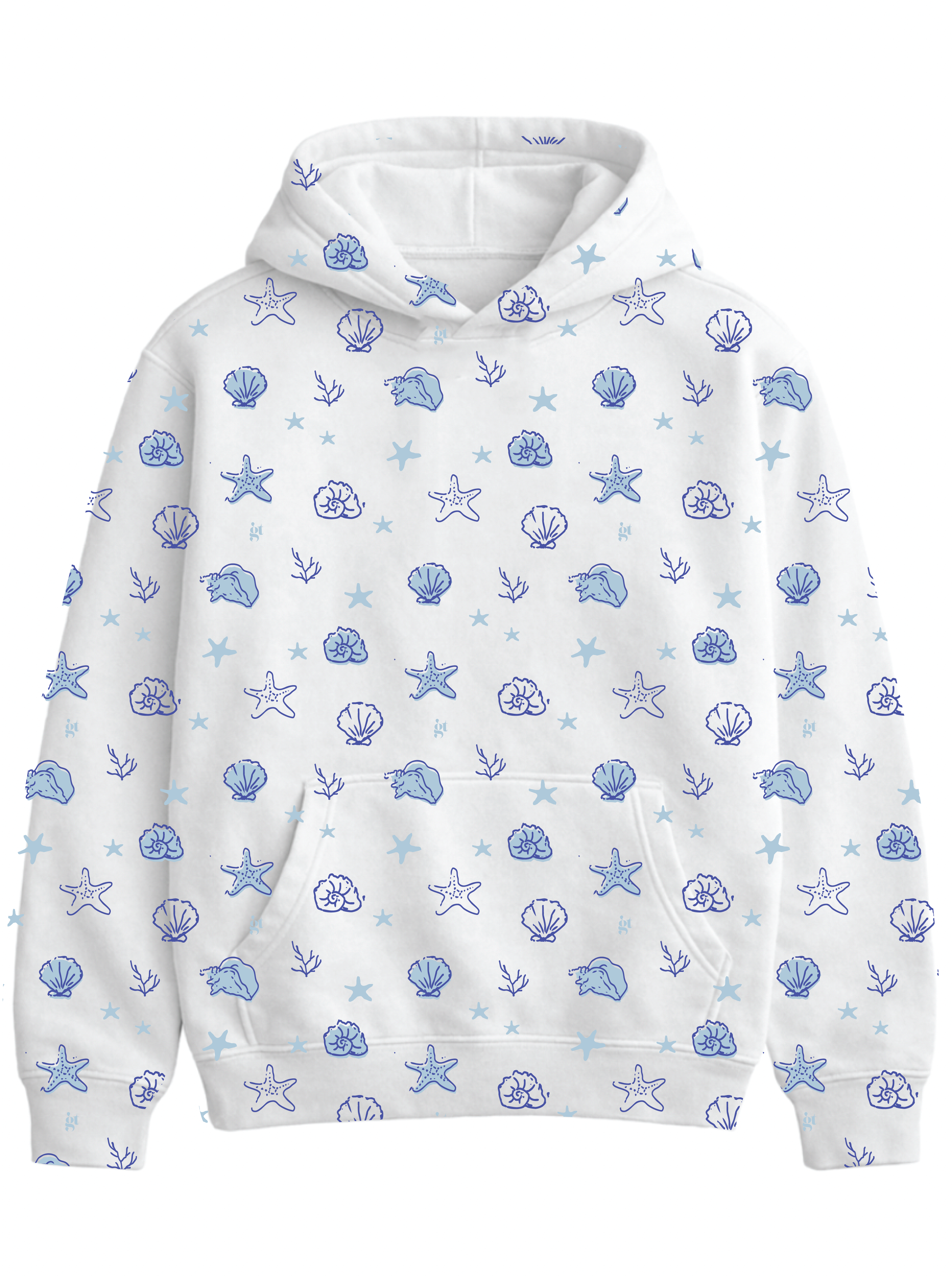 Girl Tribe Co She Sells Sea Shells Pattern Hoodie