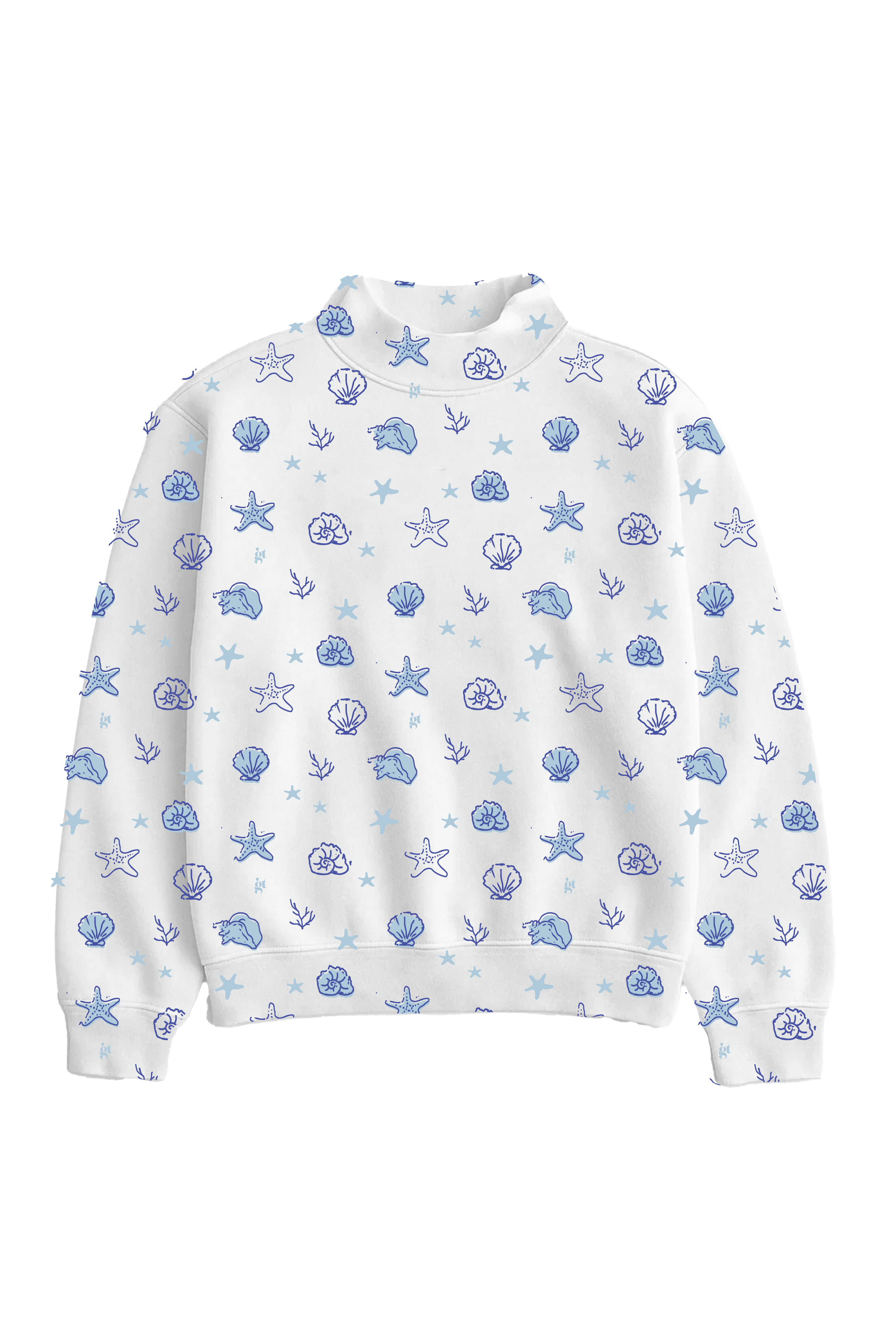 Girl Tribe Co She Sells Sea Shells Pattern Mock Neck