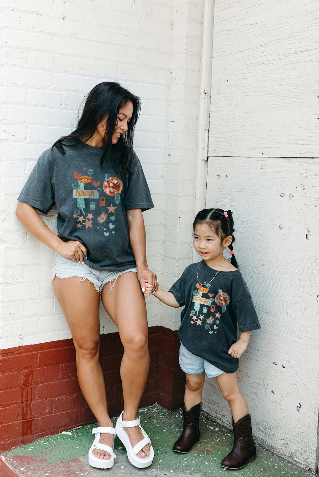 Youth Showgirl Collage Tee in Pepper