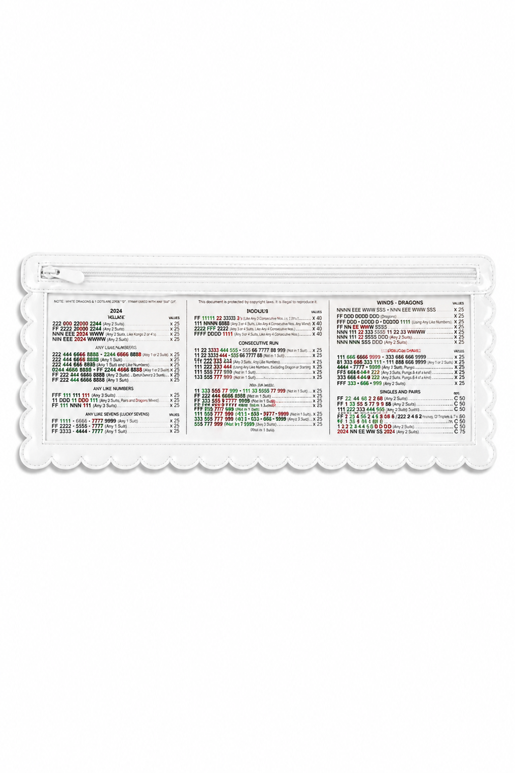 Splash-Proof Mahjong Card Holder for Pool Mahjong - White Scallops LARGE SIZE