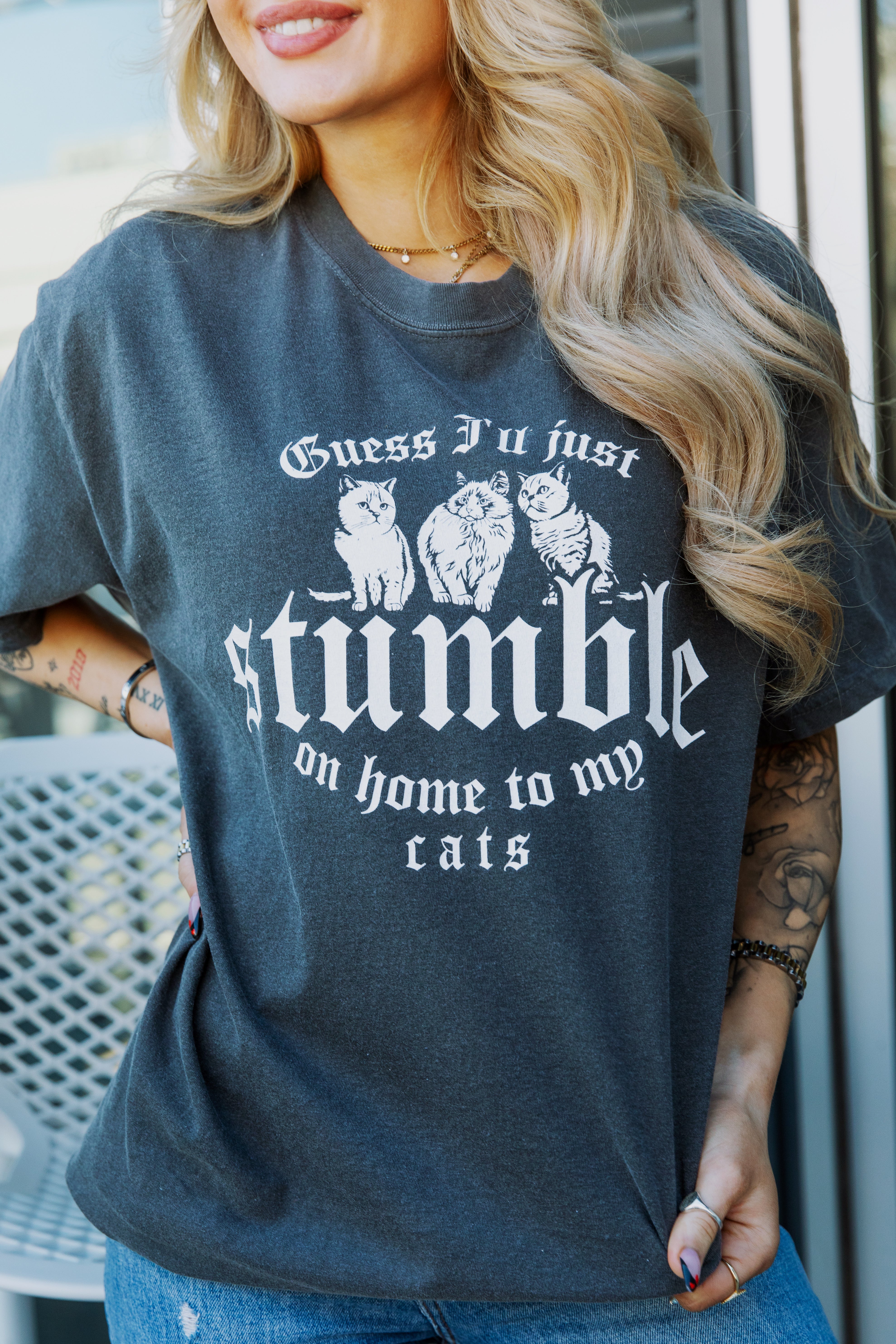 Stumble on Home To My Cats Tee