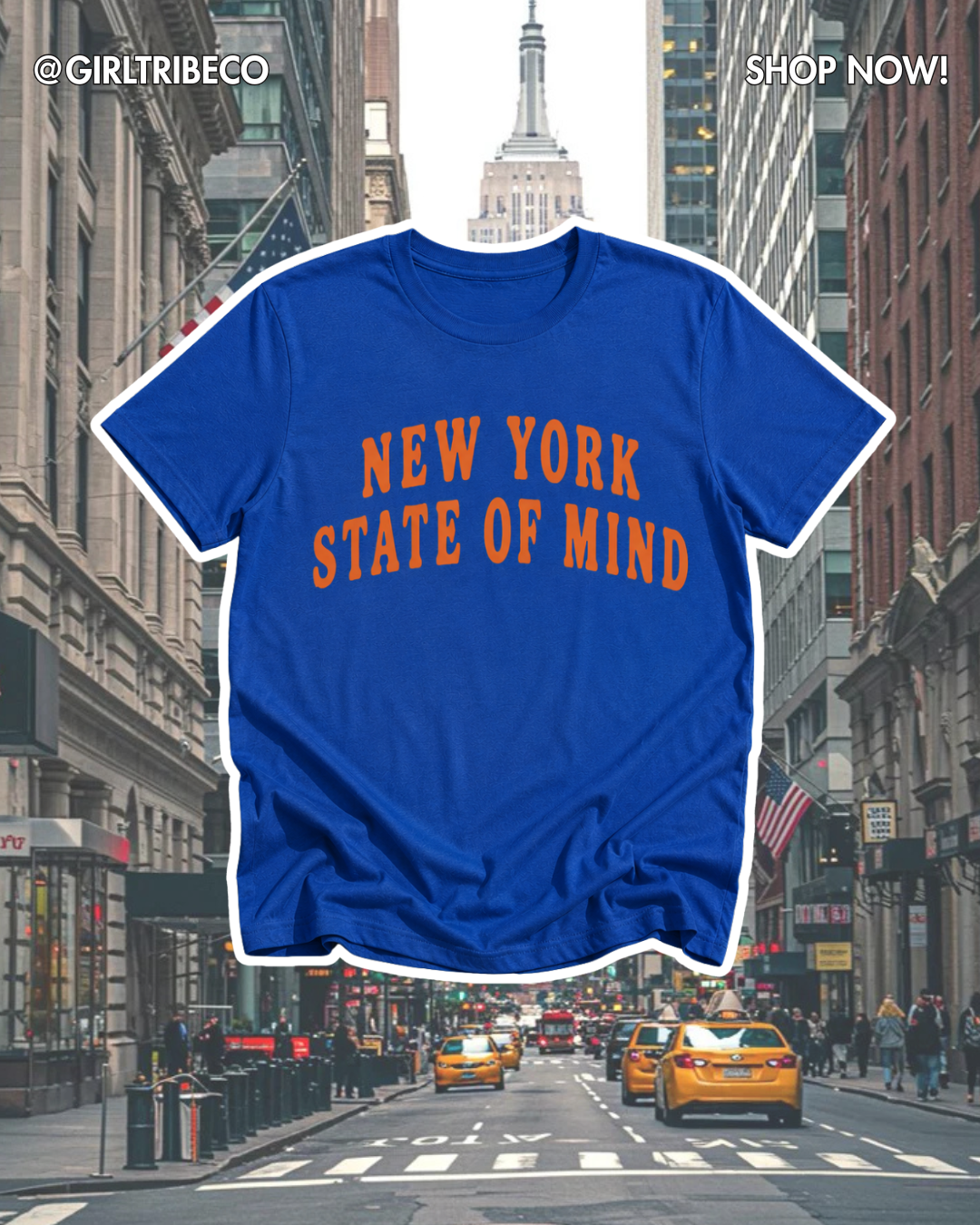 New York State of Mind Tee in Royal Blue and Orange