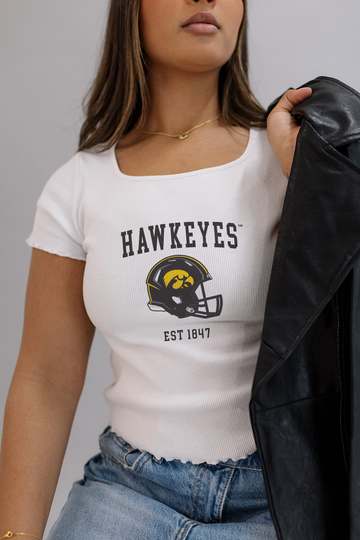 University Of Iowa : Hawkeyes Helmet Baby Tee- Girl Tribe Co. Iowa X Girl Tribe 