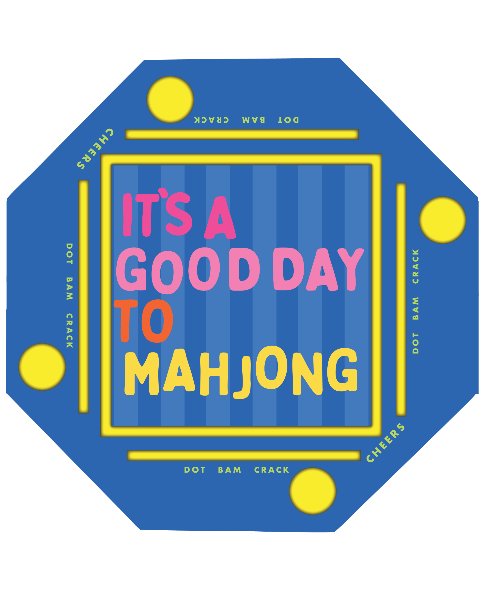 Floating Mahjong Tile Mat in 'It's a Good Day to Mahjong' Blue