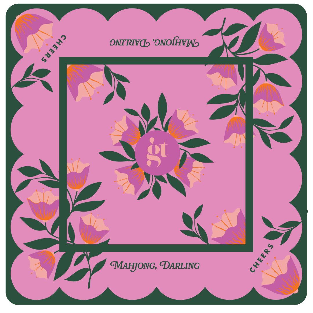 Mahjong Mat in Floral Pink 33"x33"