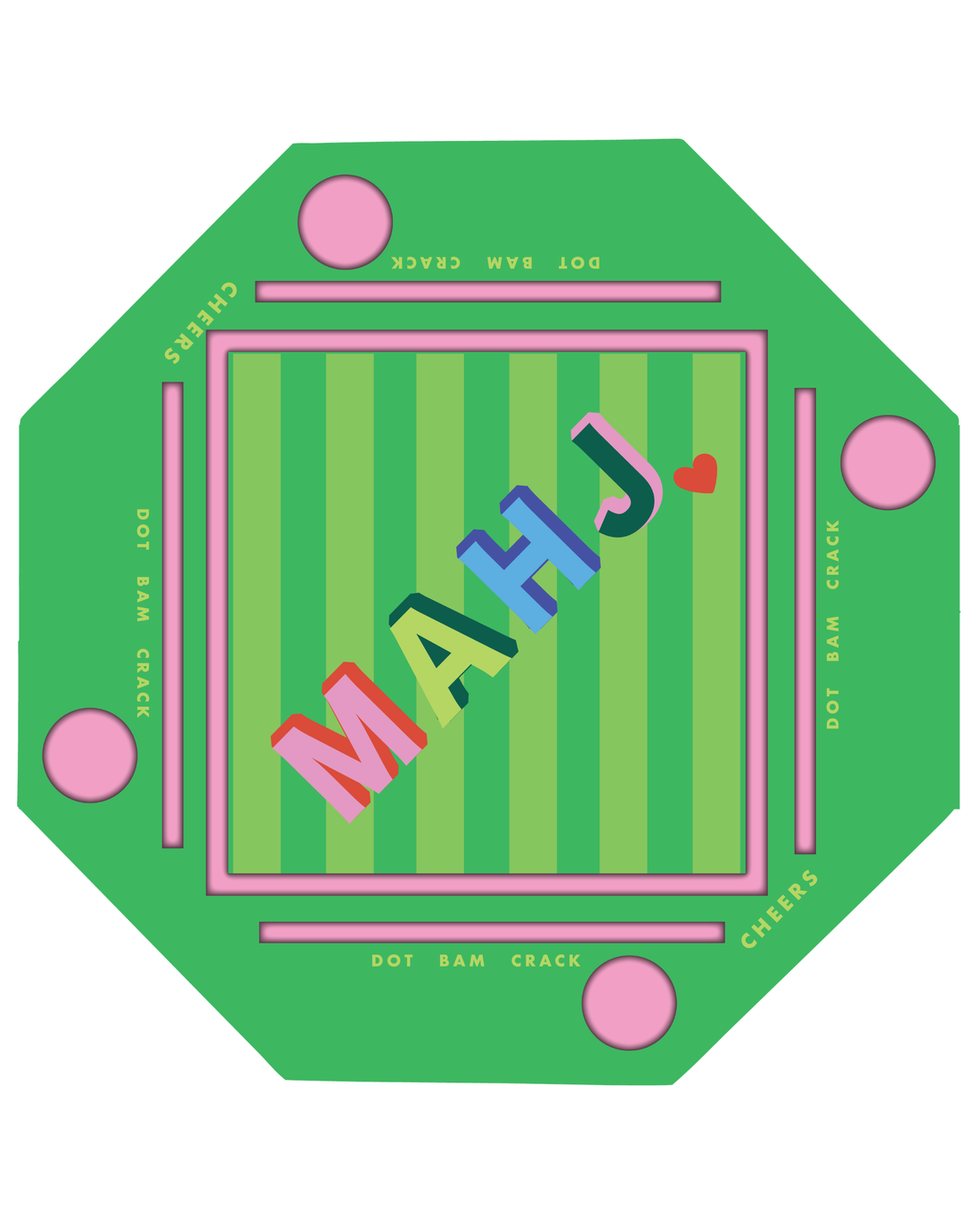 Floating Mahjong Tile Mat in MAHJ Block in Green and Pink