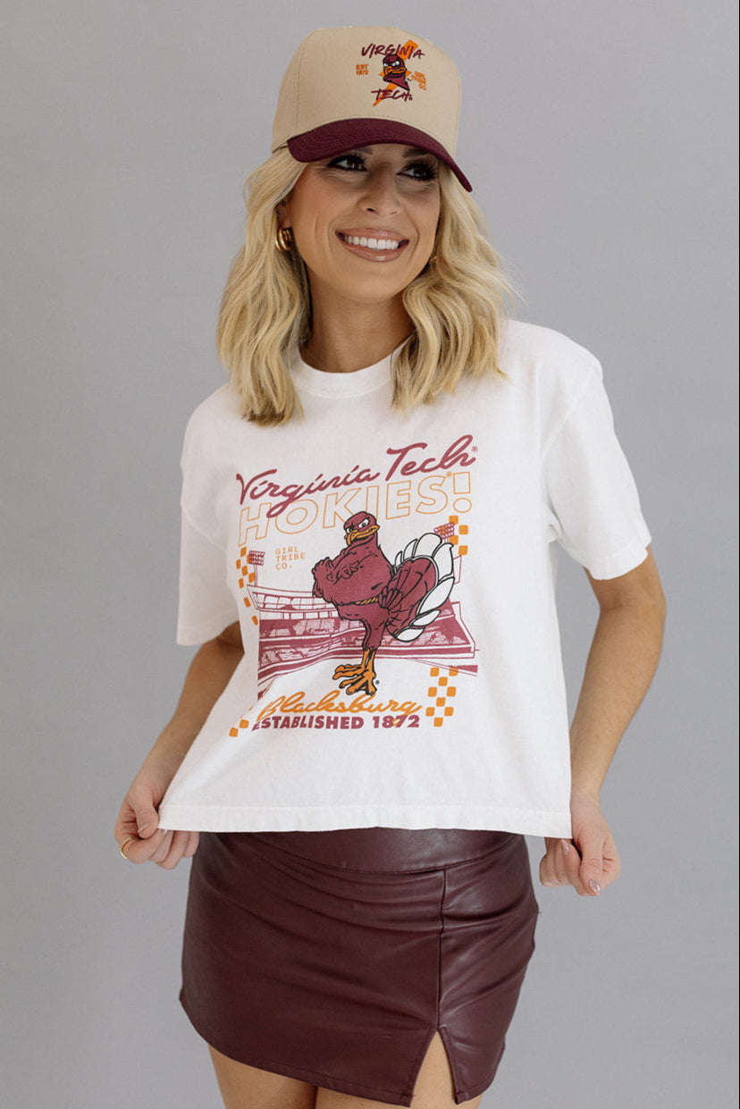Virginia Tech: Hokies Checkered Concert Crop Tee- Girl Tribe Co. Virginia Tech X GT