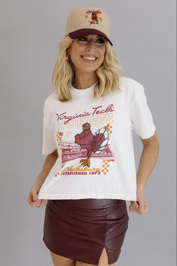 Virginia Tech: Hokies Checkered Concert Crop Tee- Girl Tribe Co. Virginia Tech X GT