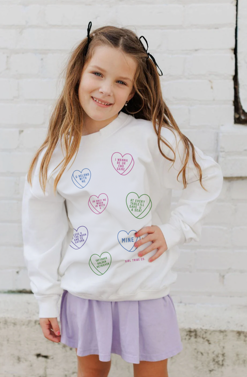 Youth Conversational Hearts Sweatshirt