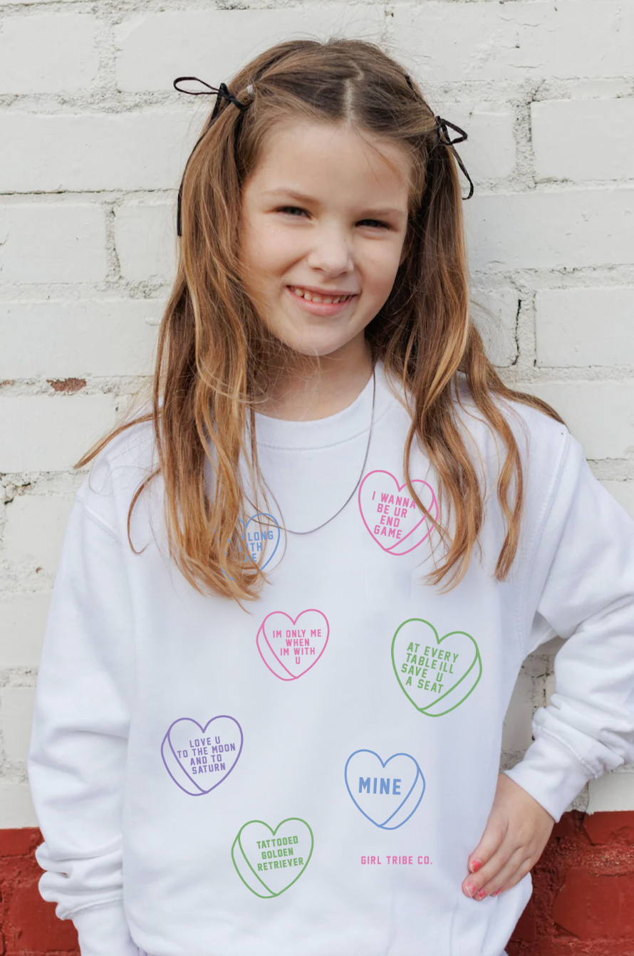 Youth Conversational Hearts Sweatshirt