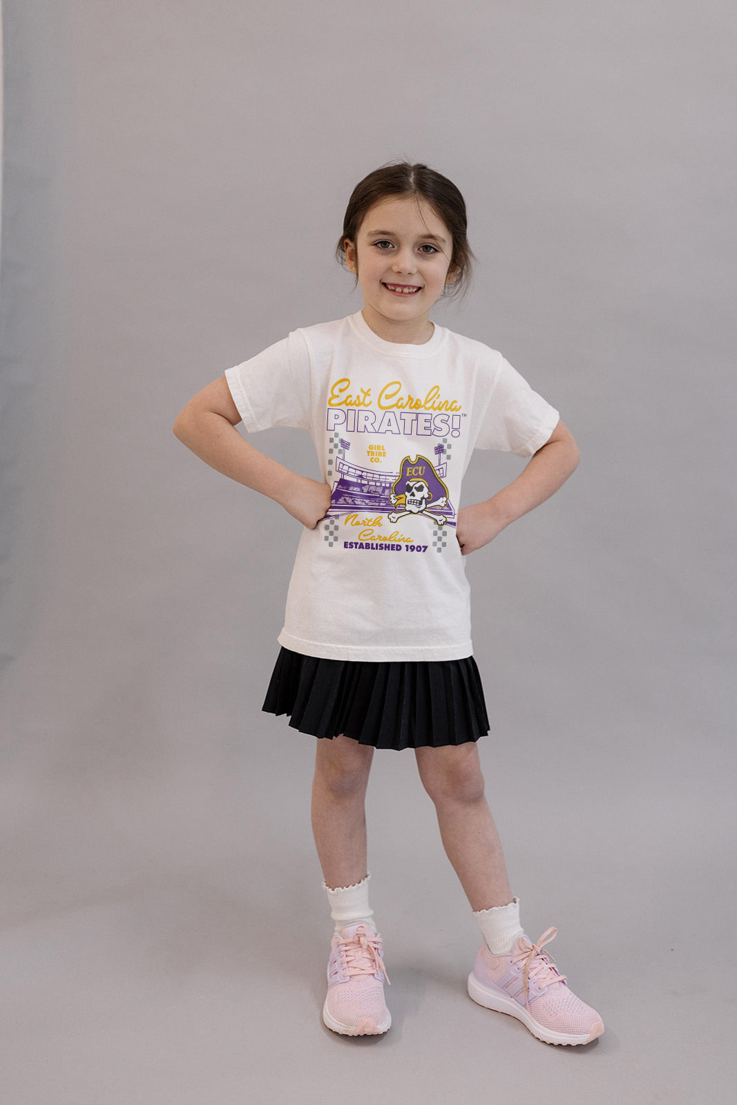 Youth Pirates Checkered Tee- Girl Tribe Co. ECU X Girl Tribe 