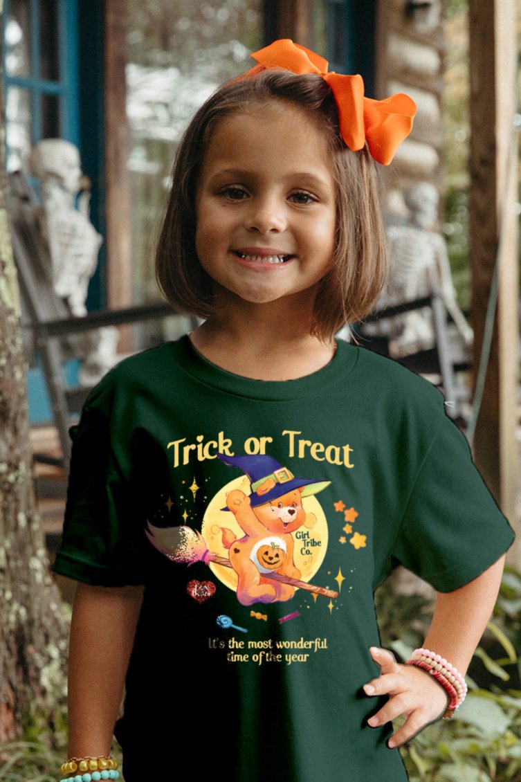Youth Care Bears Trick Or Treat Tee - Girl Tribe Co. Spooky Szn Collection