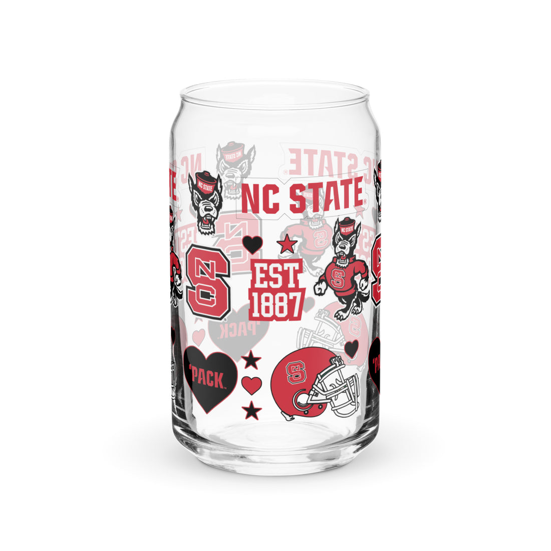 NC State Icons Glass Cup 