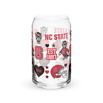 NC State Icons Glass Cup 