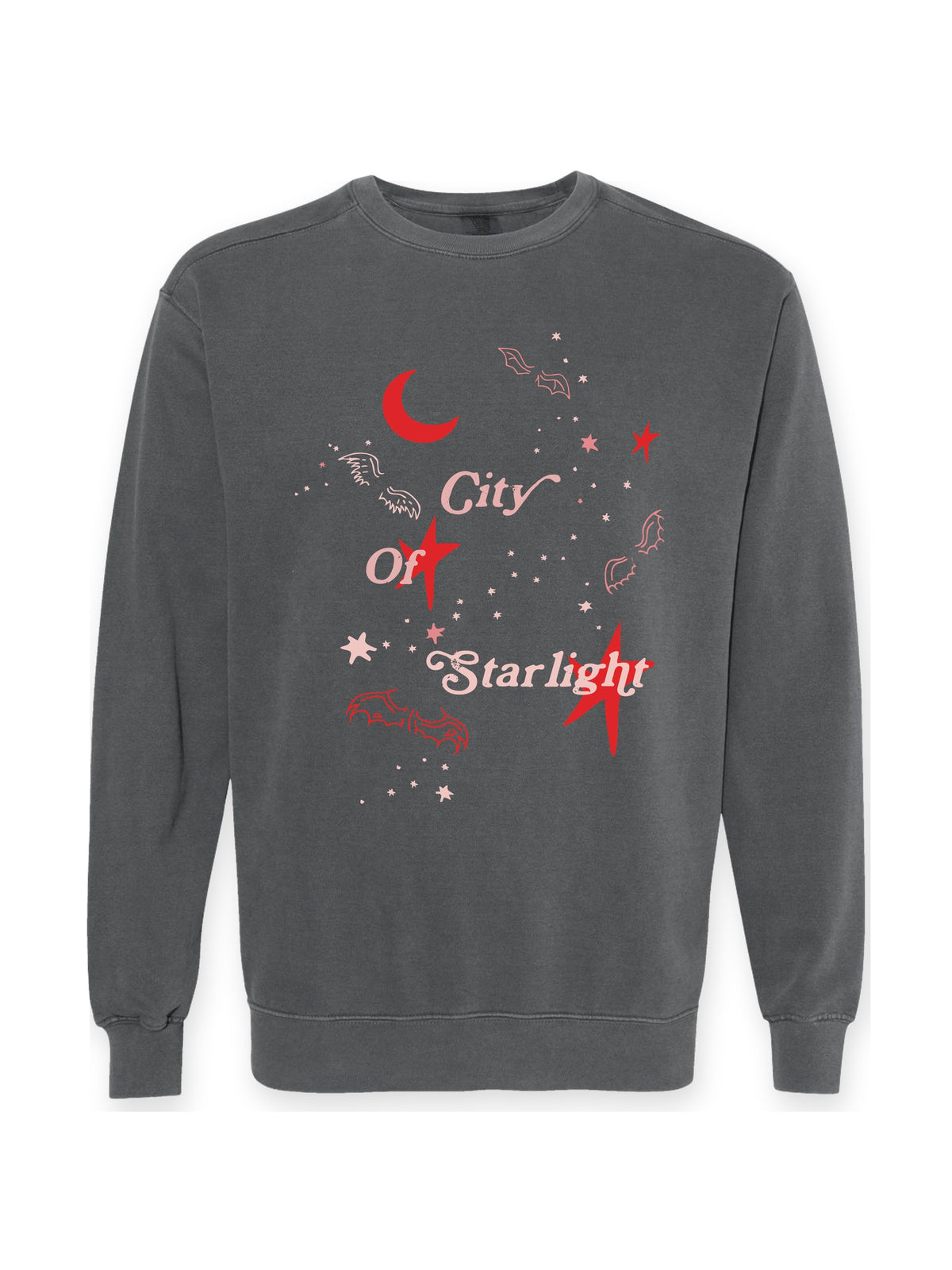 City of Starlight Sweatshirt flat lay on white, fae-court romantasy book merch by Girl Tribe Co.