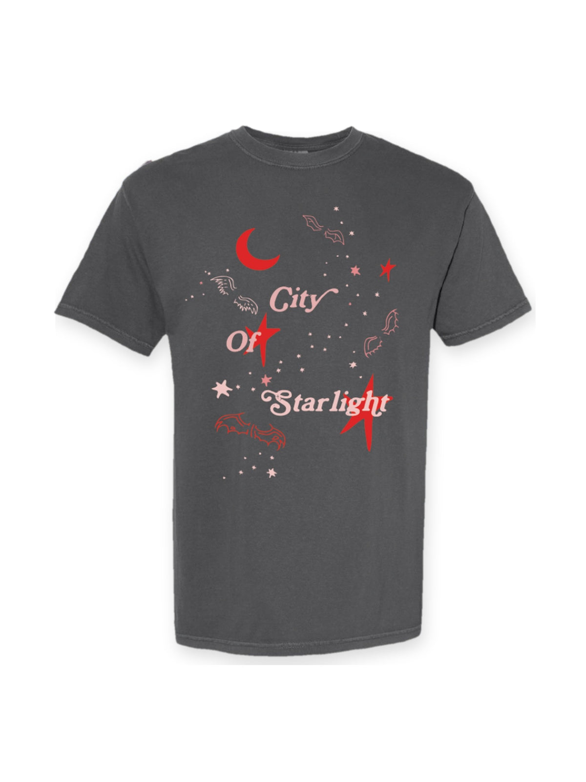 City of Starlight Tee flat lay on white, fae-court romantasy book merch by Girl Tribe Co.