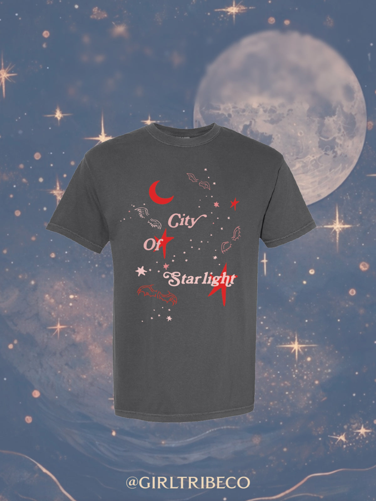 City of Starlight Tee, fae-court romantasy book merch by Girl Tribe Co.