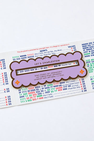 Daydream Floral lavender scalloped mahjong line finder on an NMJL card