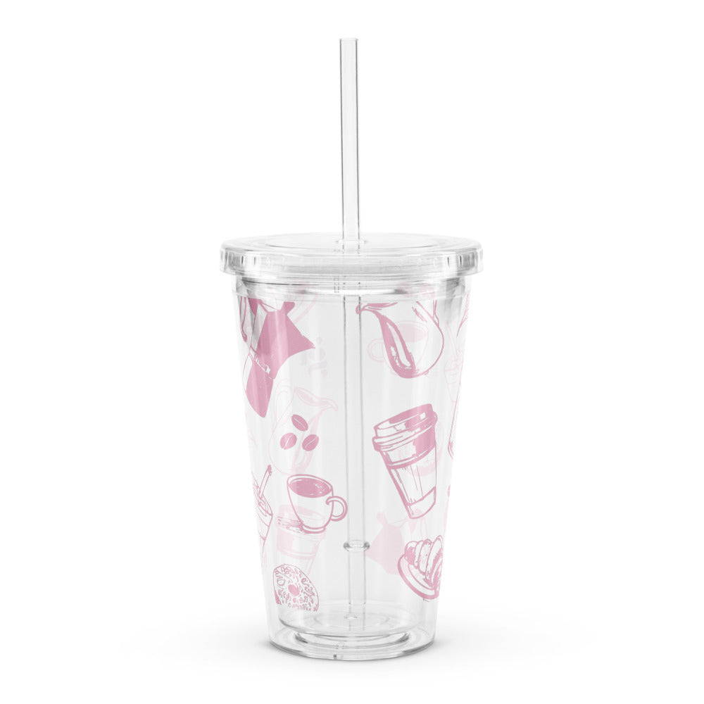 Coffee Icons Clear Plastic Tumbler