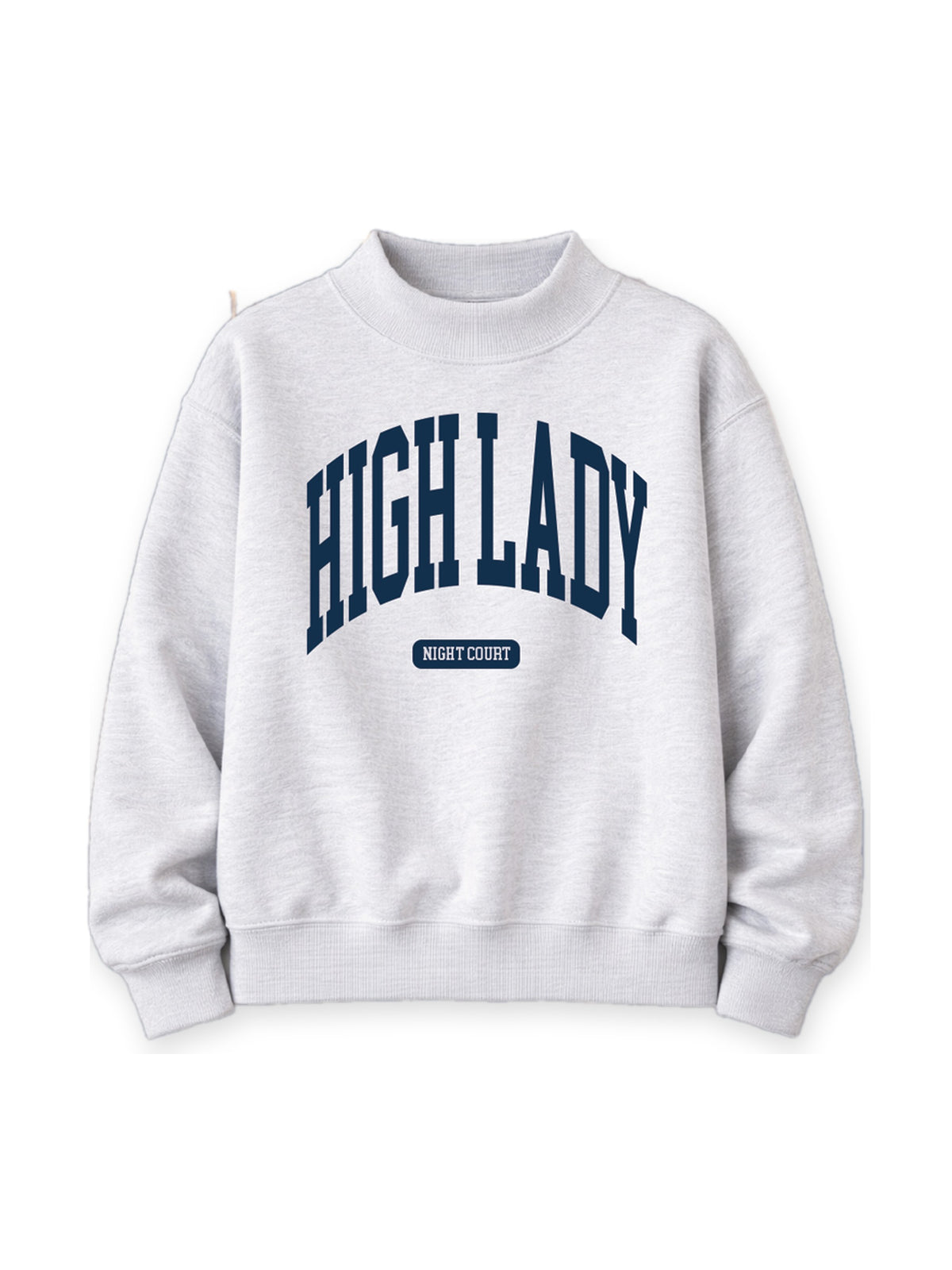High Court Mock Neck in Ash flat lay on white, fae-court romantasy book merch by Girl Tribe Co.