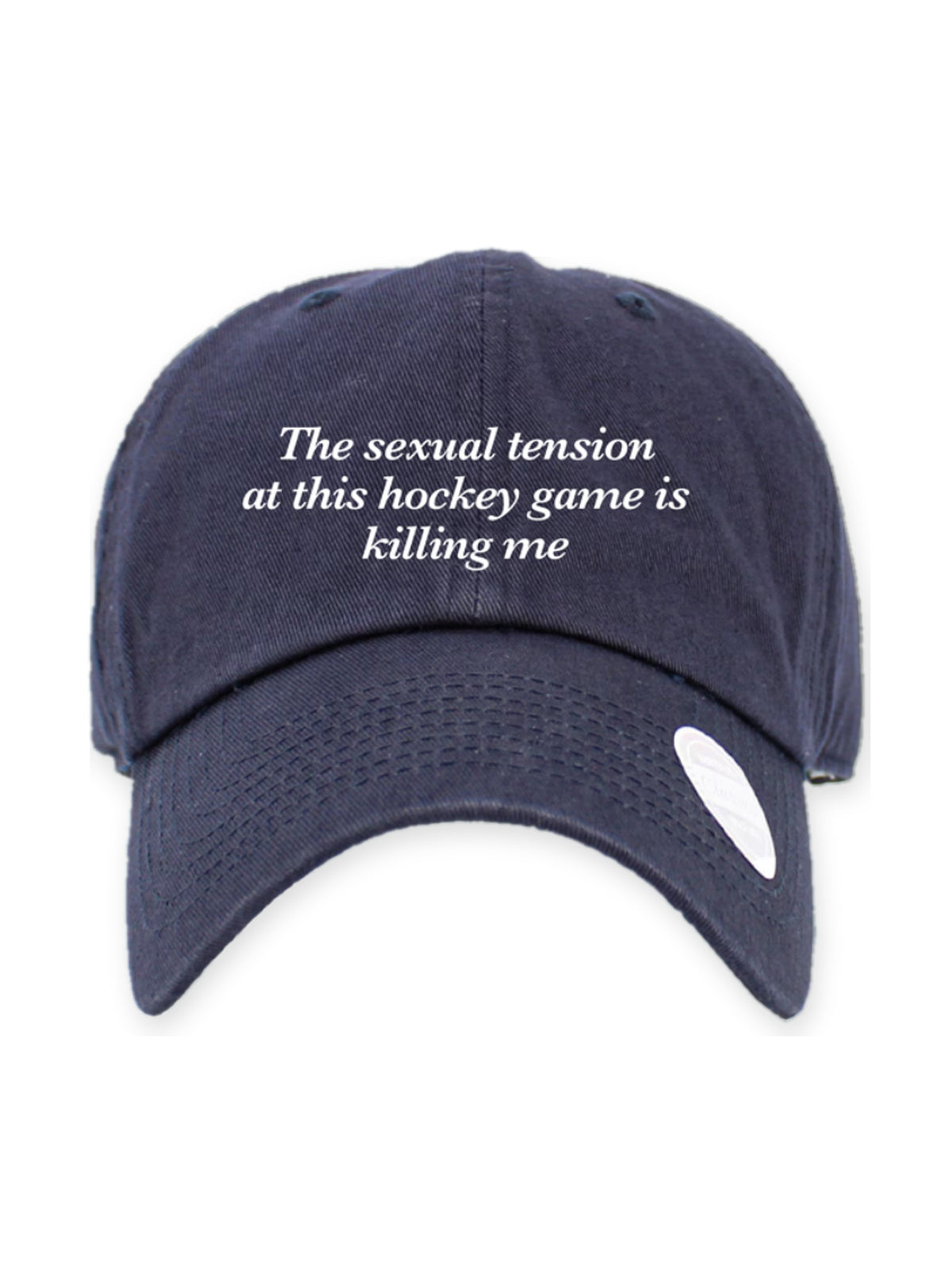 Hockey Game Hat in Royal flat lay on white, rivals-to-lovers hockey romance merch by Girl Tribe Co.