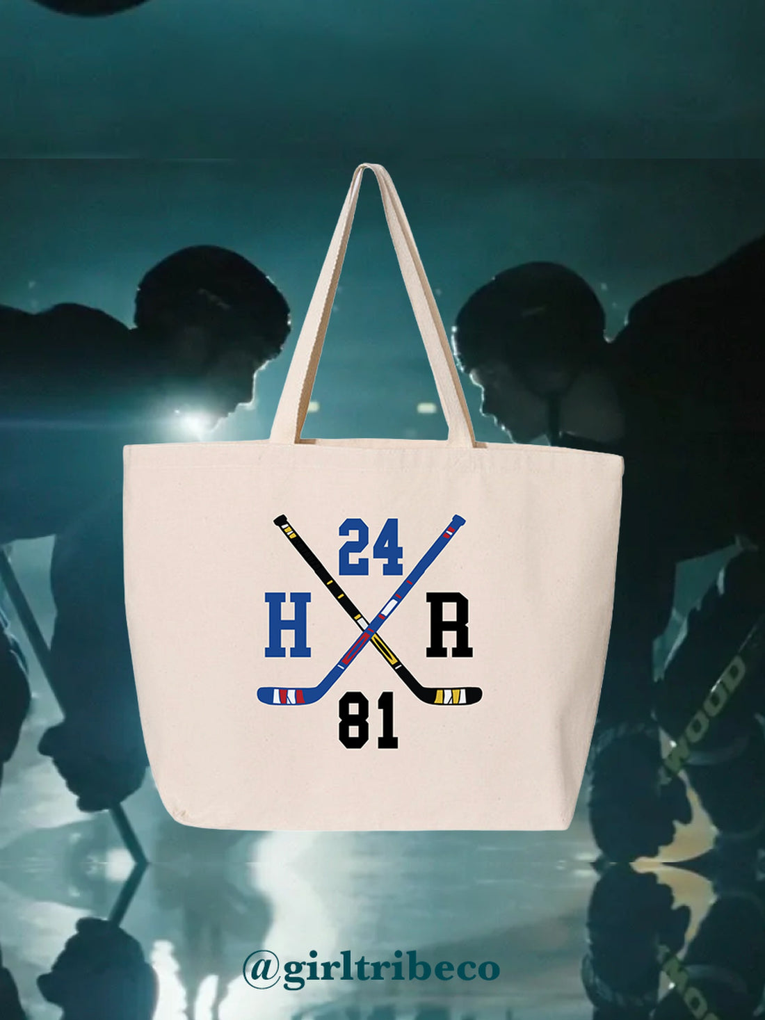 24 x 81 Hockey Sticks Tote, rivals-to-lovers hockey romance merch by Girl Tribe Co.