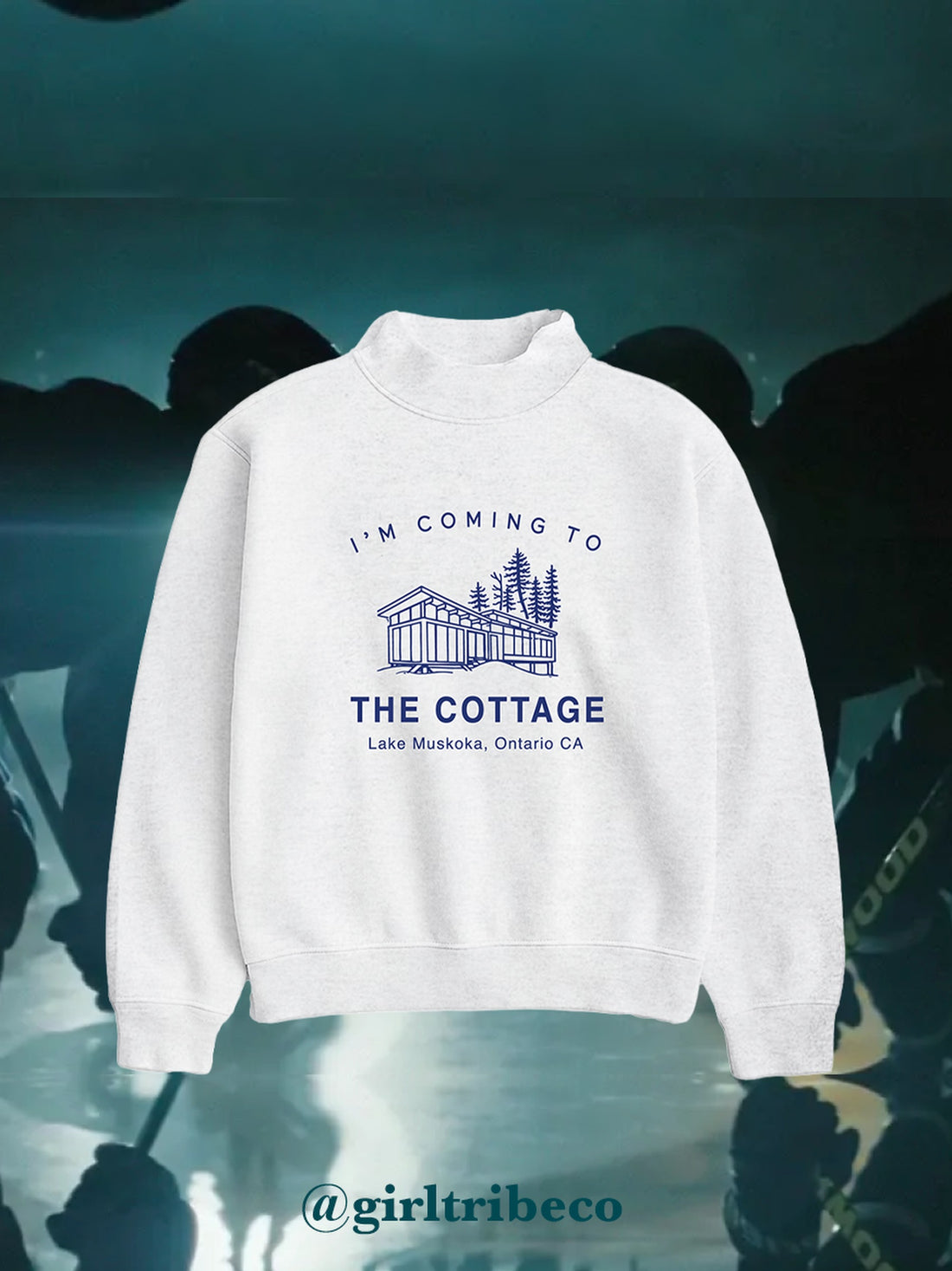 I'm Coming to the Cottage Mock Neck, rivals-to-lovers hockey romance merch by Girl Tribe Co.