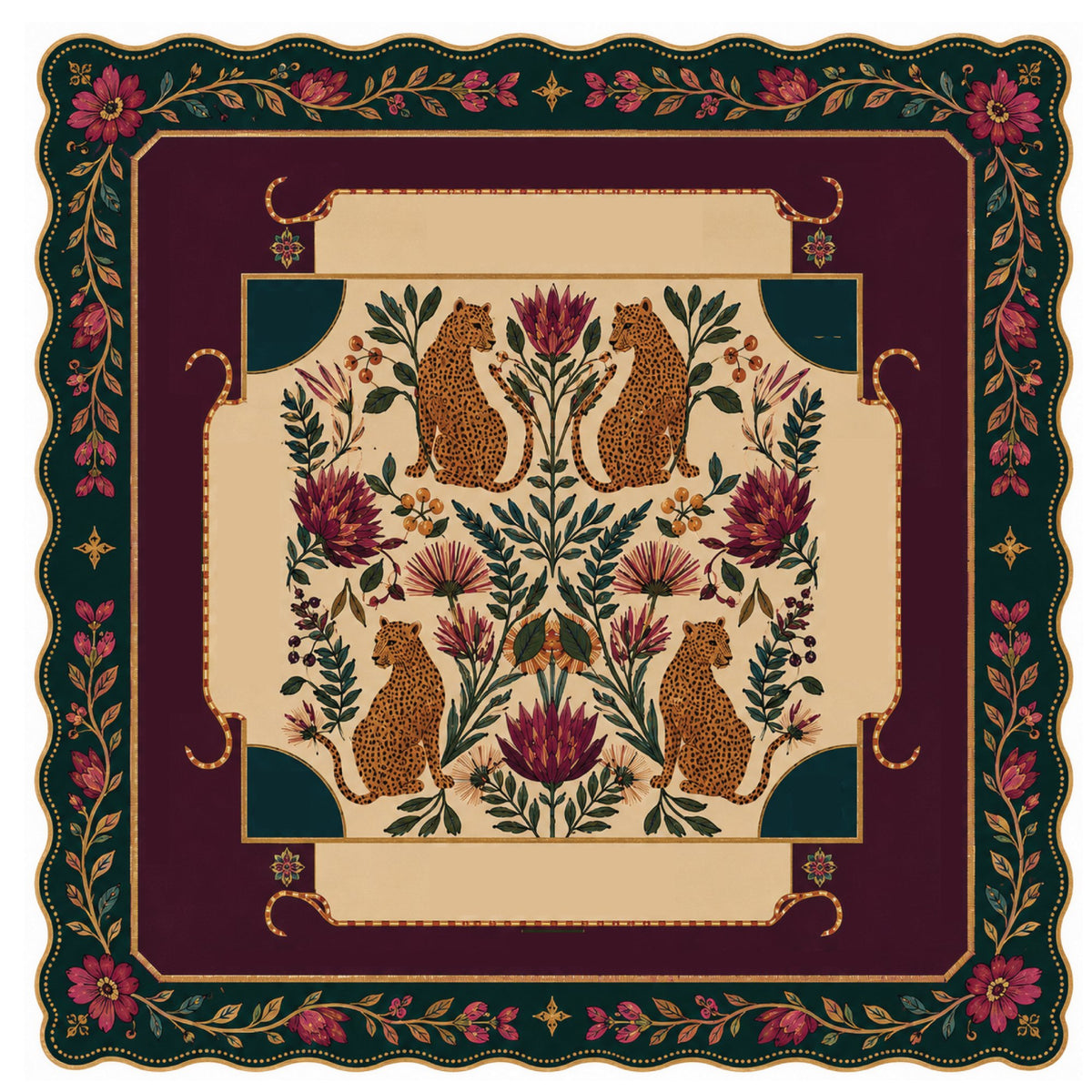 Leopard Jewel Mahjong Mat 33"x33"