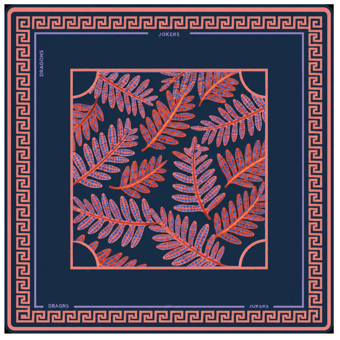 Orange Greek Key Mahjong Mat 33"x33"