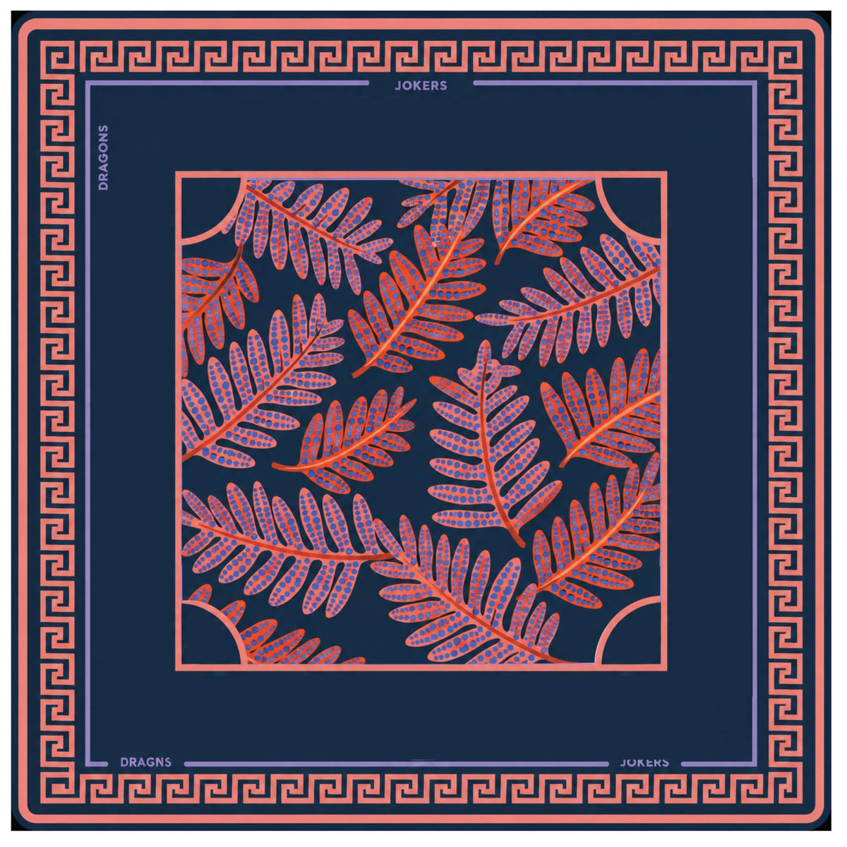 Orange Greek Key Mahjong Mat 33"x33"