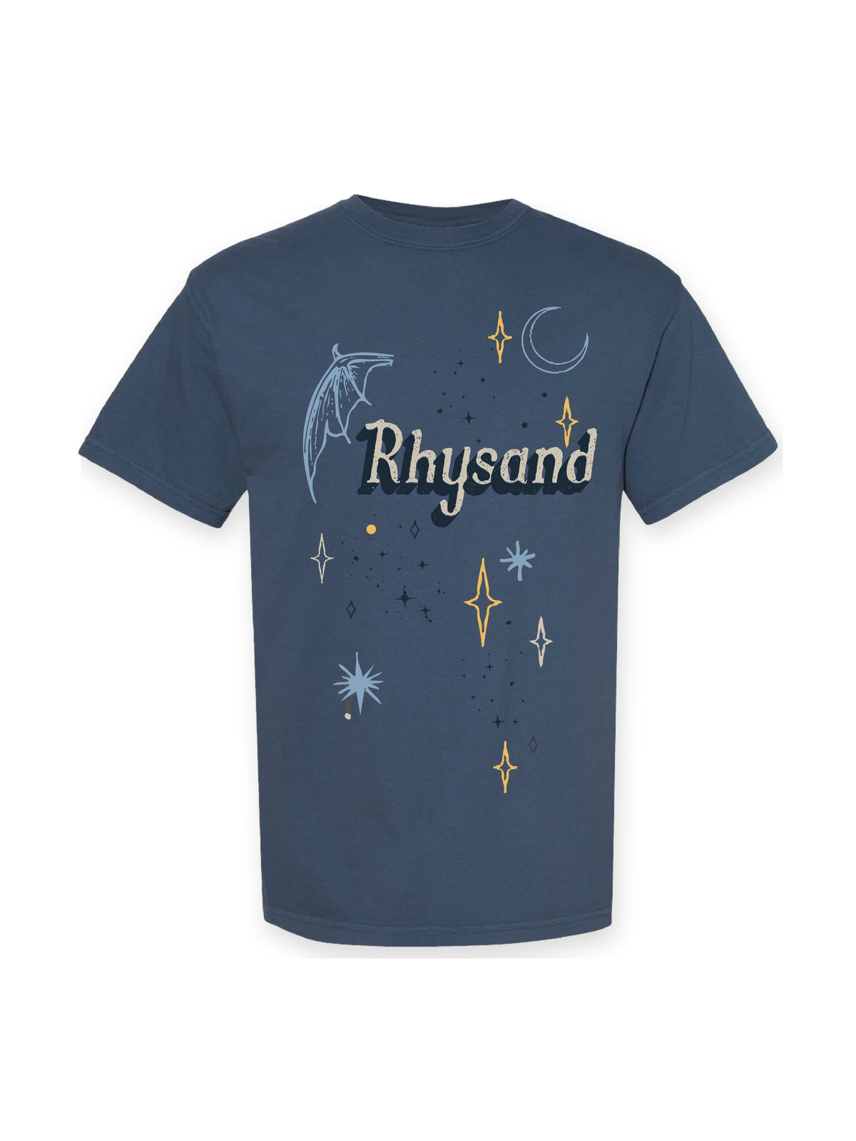 Rhysand Wings Shirt flat lay on white, fae-court romantasy book merch by Girl Tribe Co.
