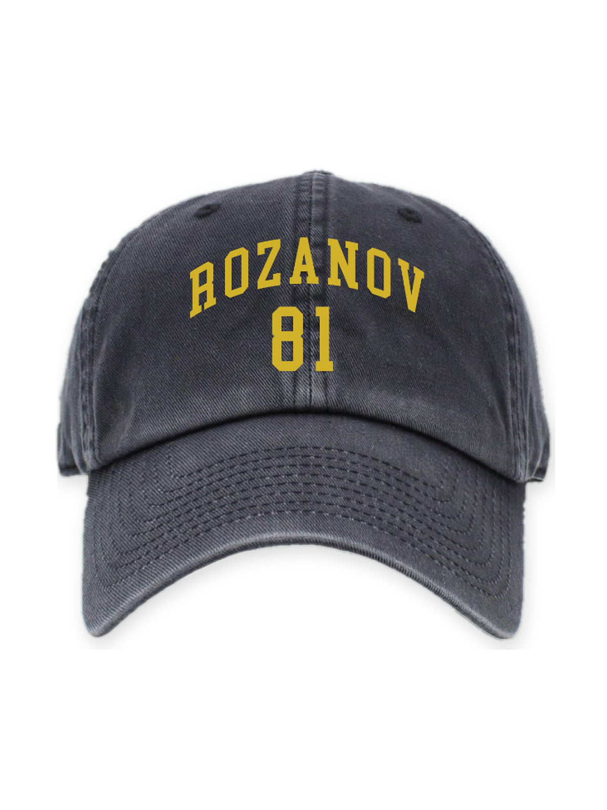 Rozanov 81 Dad Hat flat lay on white, rivals-to-lovers hockey romance merch by Girl Tribe Co.