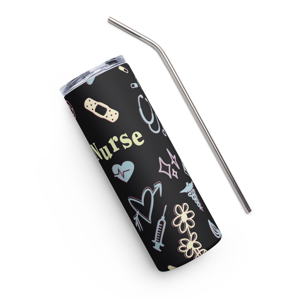 Nurse Icons Stainless Steel Tumbler in Black