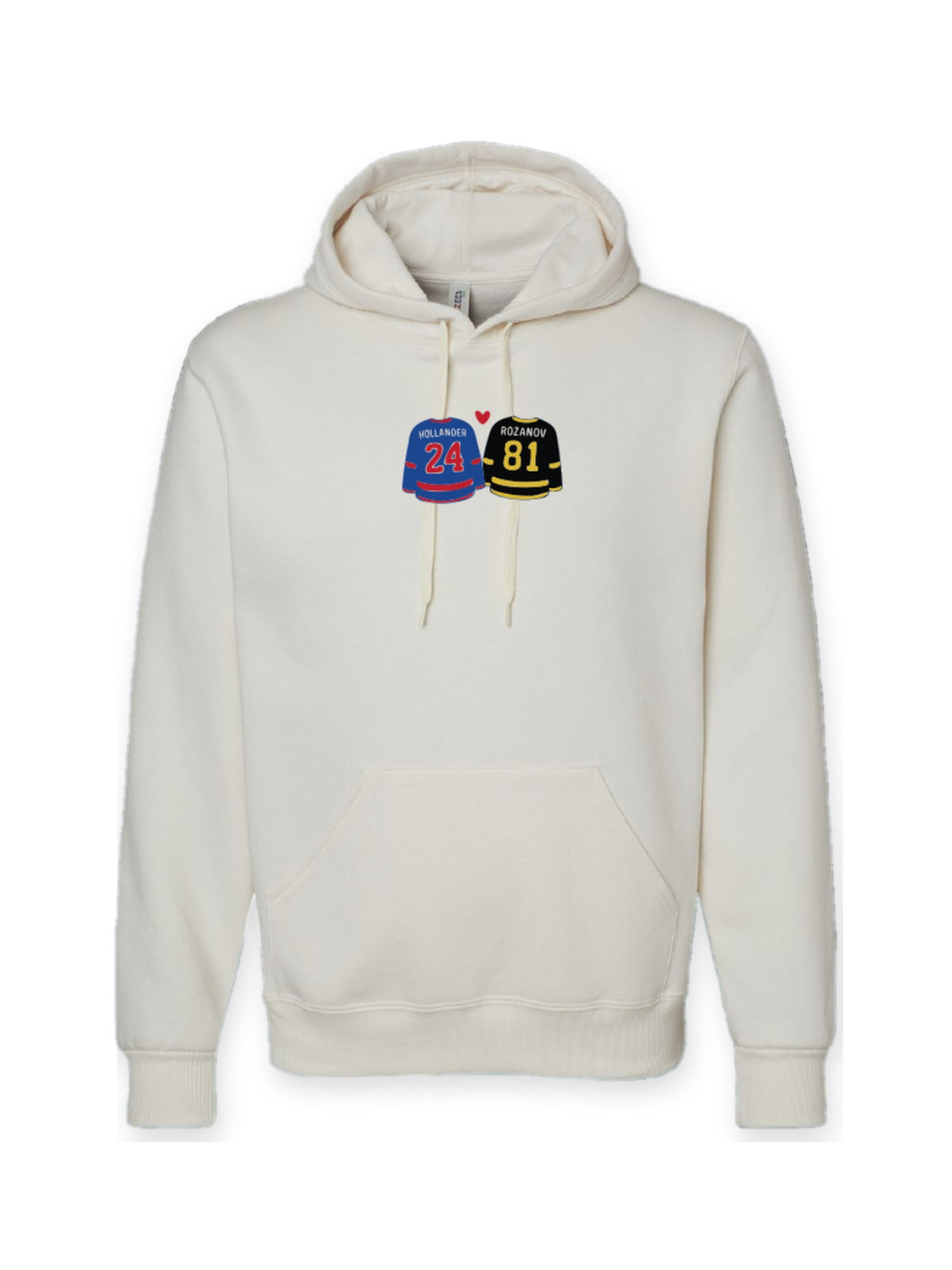 We didn't even kiss hoodie flat lay on white, rivals-to-lovers hockey romance merch by Girl Tribe Co.