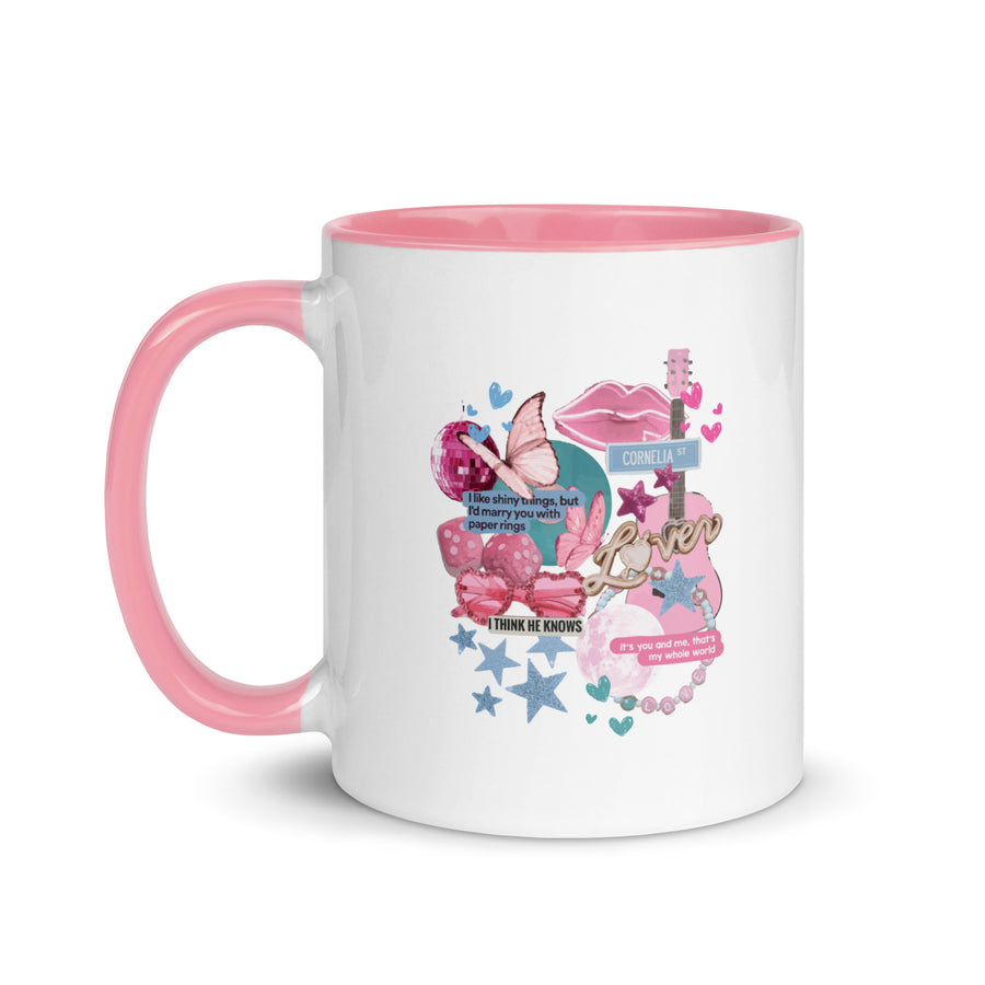 Cornelia Collage Mug with Pink Inside