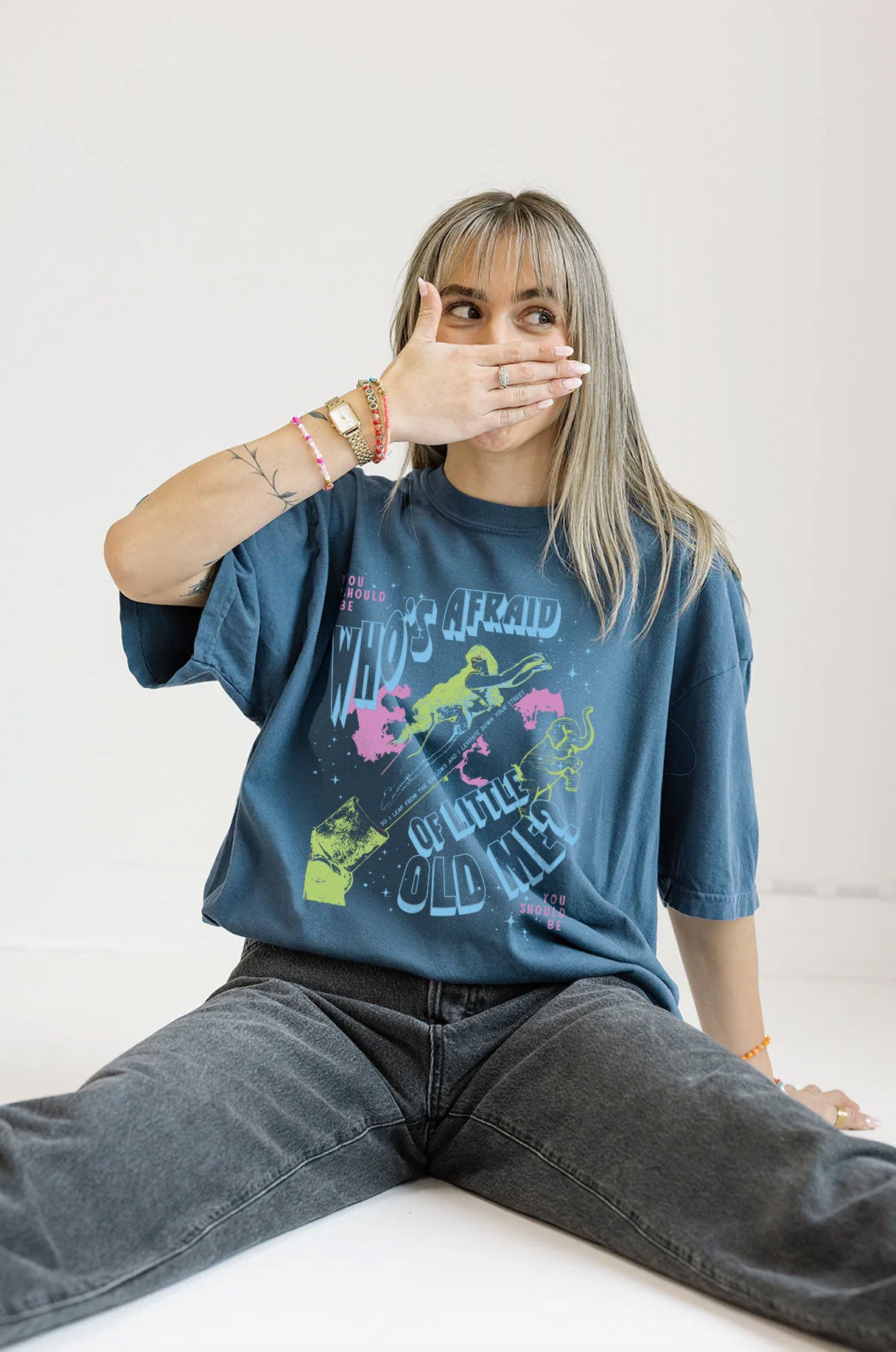 Who's Afraid Of Little Old Me Tee in Midnight