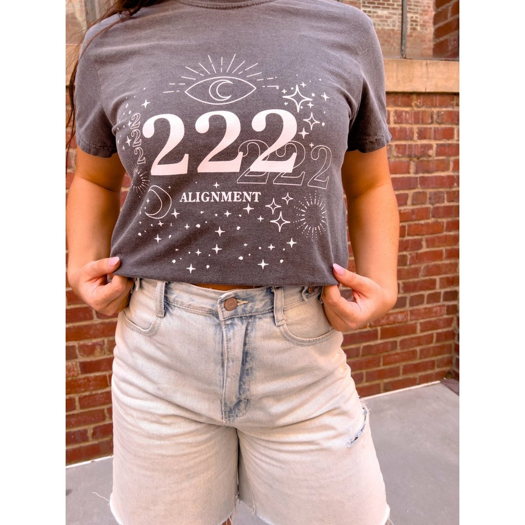 222 Angel Numbers Tee in Charcoal - Girl Tribe Co.