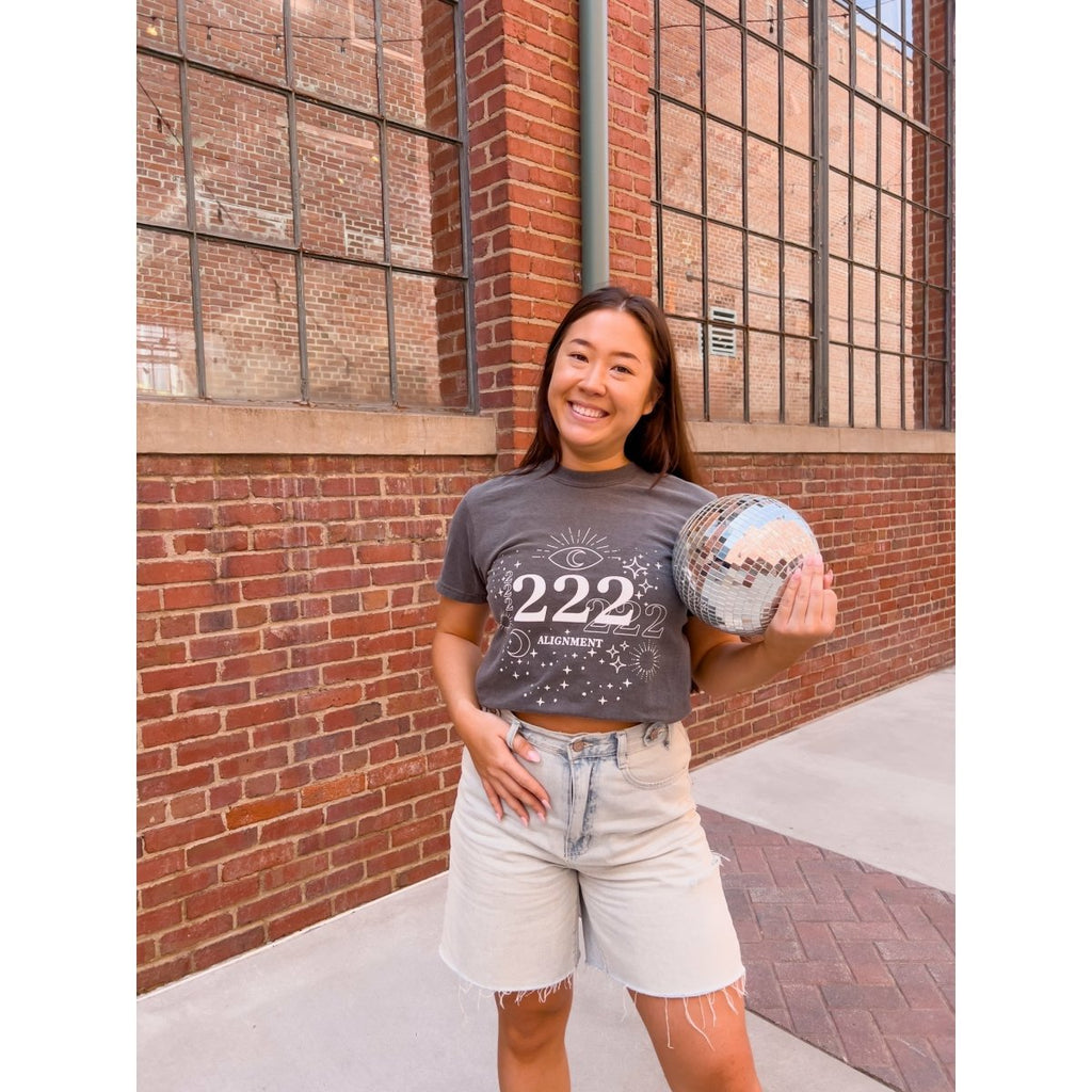 222 Angel Numbers Tee in Charcoal - Girl Tribe Co.