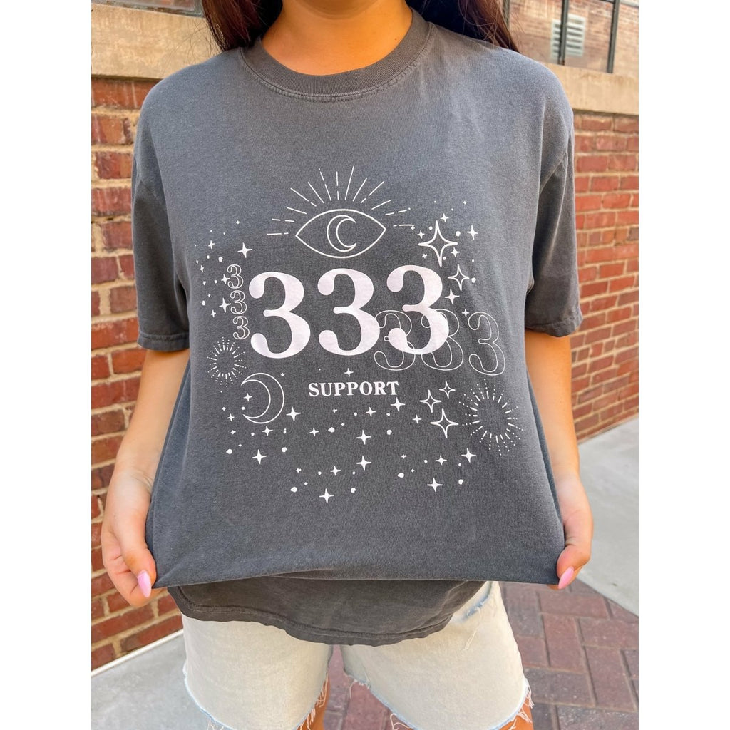 333 Angel Number Tee in Charcoal - Girl Tribe Co.