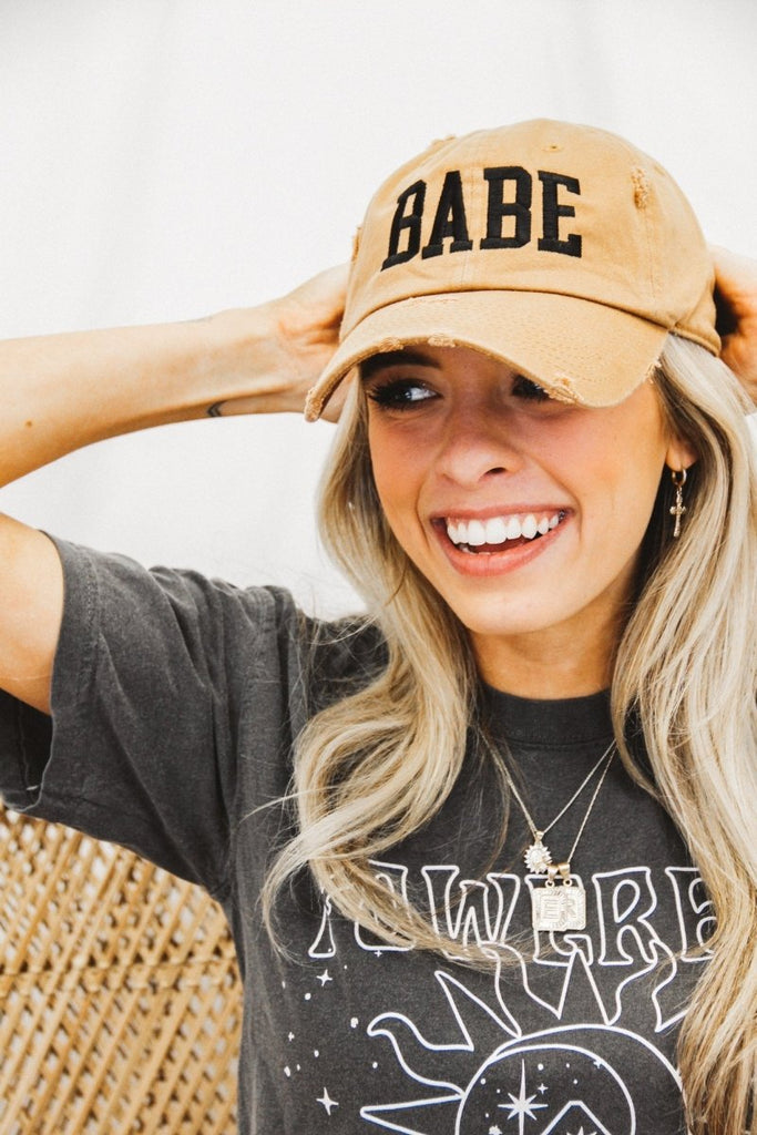 Babe Hat in Khaki with Black Stitch - Girl Tribe Co.