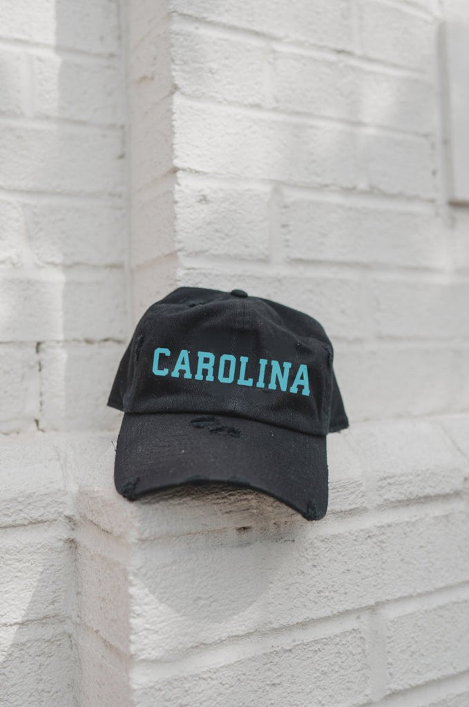 Black Carolina Hat with Keep Pounding Blue - Girl Tribe Co.