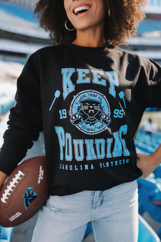 Carolina Panthers x Girl Tribe Co. Keep Pounding Sweatshirt - Girl Tribe Co.