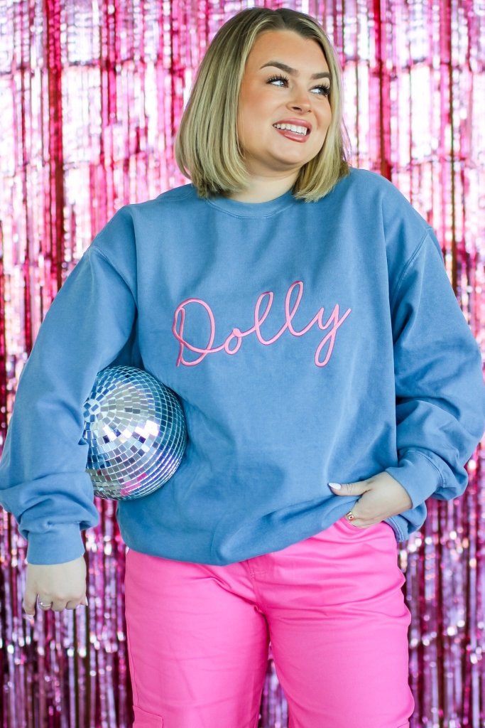 Dolly Stitch Sweatshirt in Blue Jean - Girl Tribe Co.