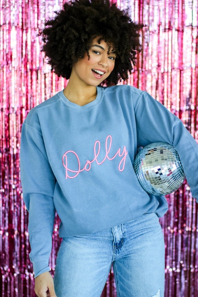 Dolly Stitch Sweatshirt in Blue Jean - Girl Tribe Co.