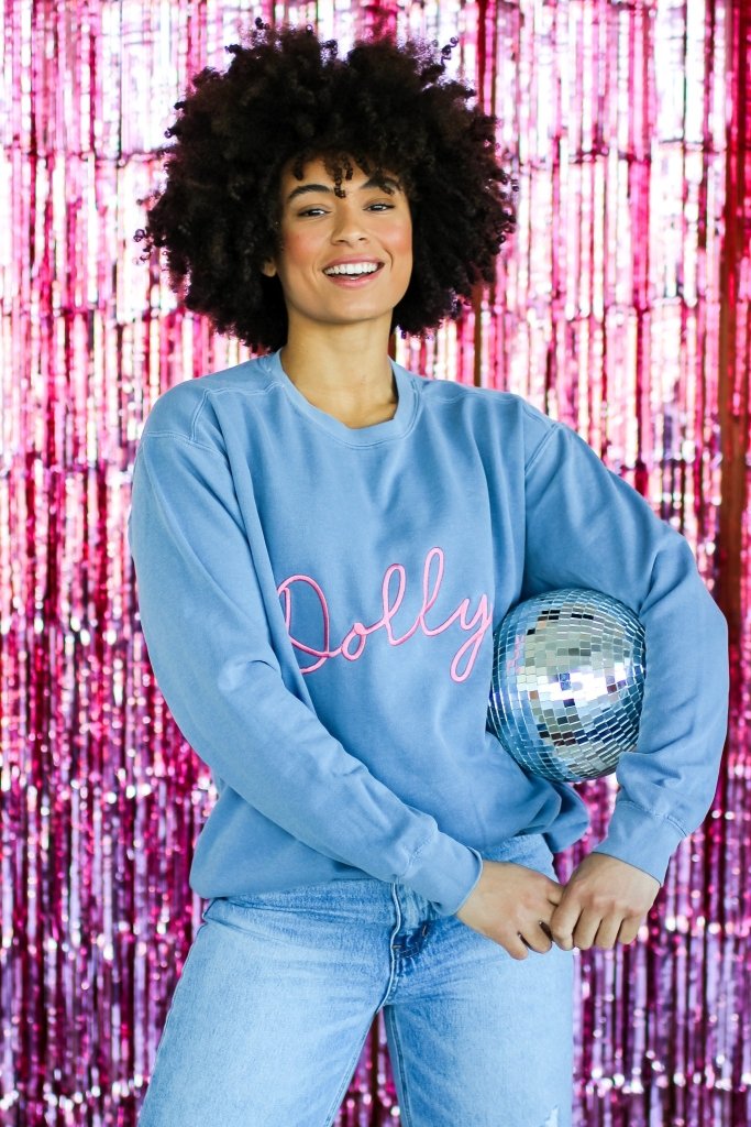 Dolly Stitch Sweatshirt in Blue Jean - Girl Tribe Co.